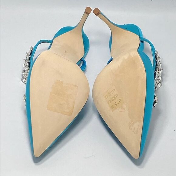 Manolo Blahnik Lurum 90 Embellished Satin Mules size 40 - Picture 11 of 12